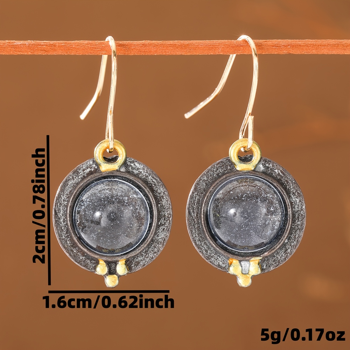Women's Creative Round Pendant Earrings with White Center Stone